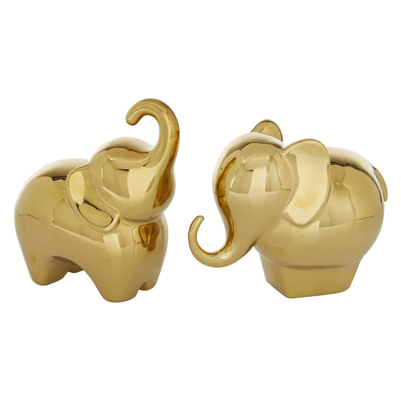 7" Gold Contemporary Elephant Sculpture Set